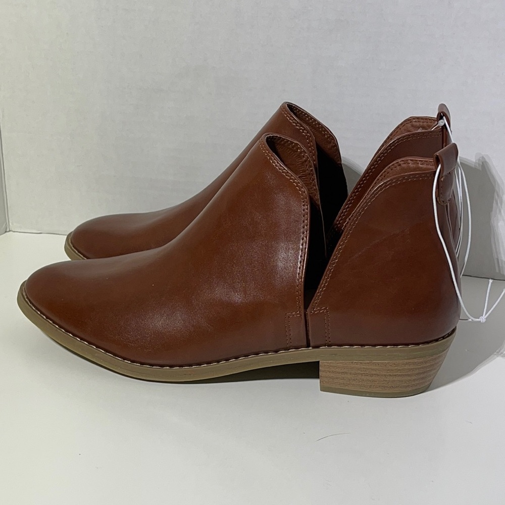 Women’s Brown Faux Leather Cut Out Ankle Boots